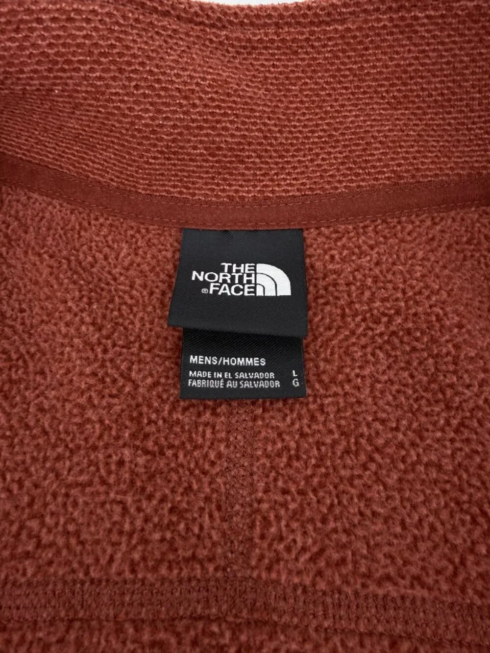 The North Face Rust Textured Quarter Zip Fleece Pullover L